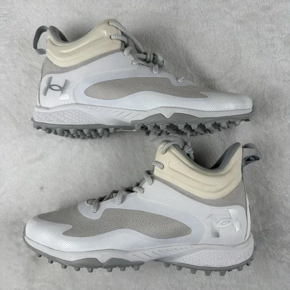 Under Armour Command TF Turf Lacrosse Shoes 3028152-100 White Gray Men's 9.5 New